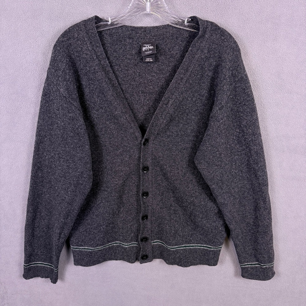 Harry Potter Slytherin Cardigan XL Lambswool Sweater Universal Studios Scotland